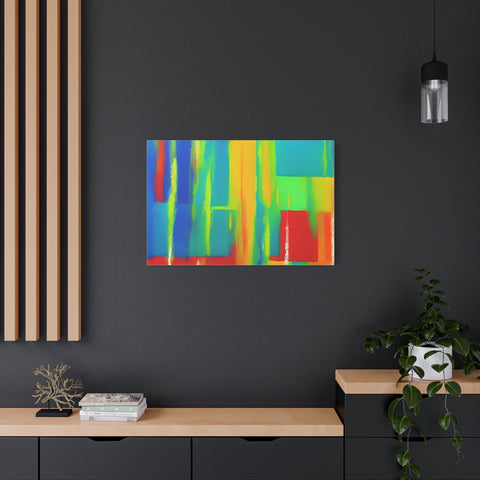 Abstract Rainbow Blocks Matte Canvas Print