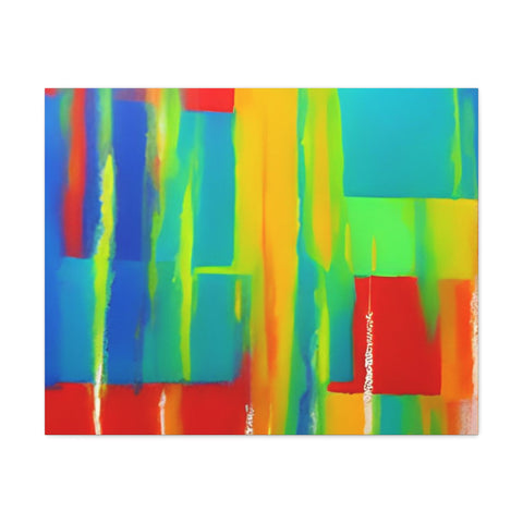 Abstract Rainbow Blocks Matte Canvas Print