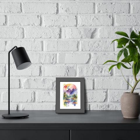 Watercolor Mountain Lake Framed Poster