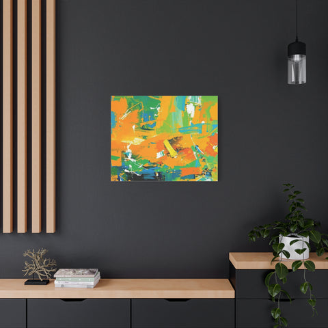 Abstract Orange & Green Canvas Art — Vibrant Modern Wall Decor