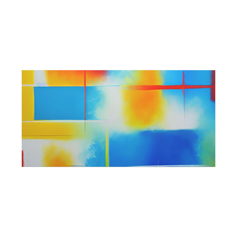 Abstract Color Field Matte Canvas Print — Vibrant Blue, Yellow & Red Stretched Wall Art