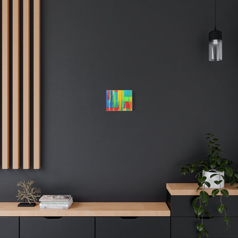 Abstract Rainbow Blocks Matte Canvas Print