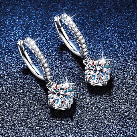 1 Carat Moissanite 925 Sterling Silver Drop Earrings