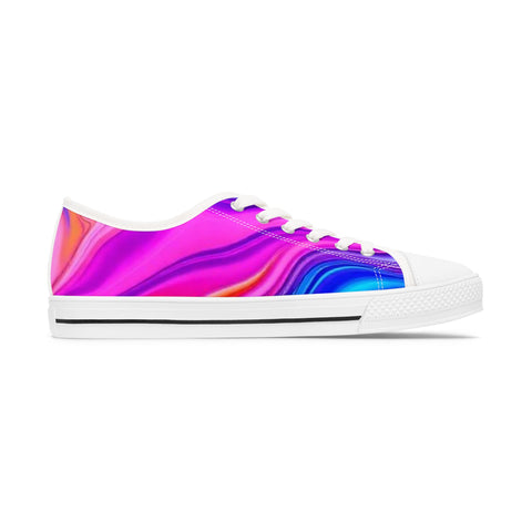 Colorwave Women's Low Top Sneakers — Vibrant Pink & Blue Abstract Print