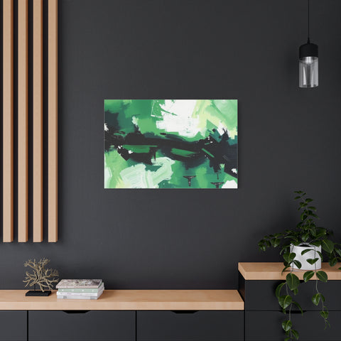 Abstract Green Brushstroke Canvas Print