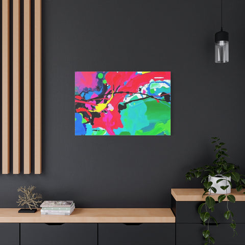 Abstract Neon Splash Matte Canvas Print — Vibrant Colorful Stretched Wall Art