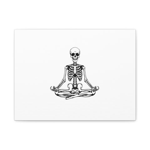 Yoga Skeleton Canvas Print — Meditating Skeleton Wall Art, Minimalist Gothic Home Decor