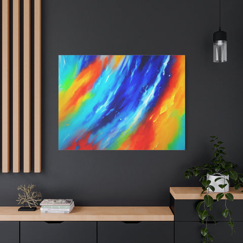 Abstract Rainbow Wave Matte Canvas Print — Vibrant Stretched Wall Art