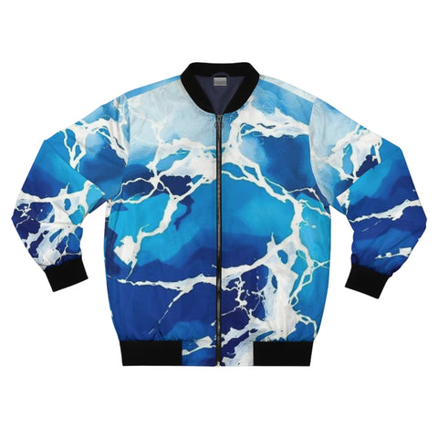 Blue Ocean Wave Bomber Jacket