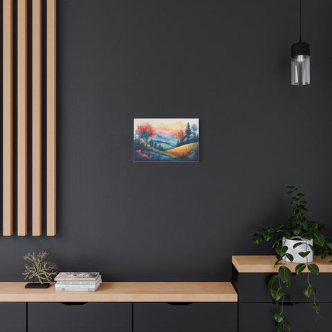 Watercolor Mountain Landscape Canvas Print — Stretched Matte Wall Art