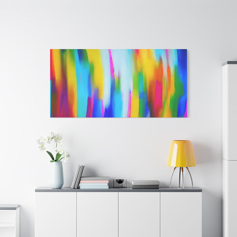 Abstract Rainbow Waves Matte Canvas Print — Vibrant Colorful Wall Art