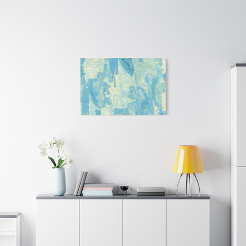 Abstract Aqua Brushstroke Canvas Print — Coastal Blue Wall Art