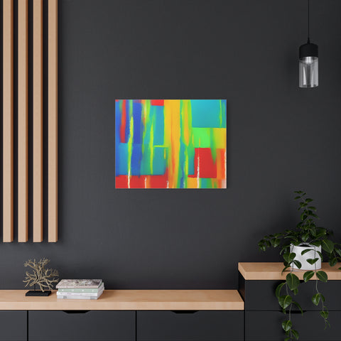 Abstract Rainbow Blocks Matte Canvas Print