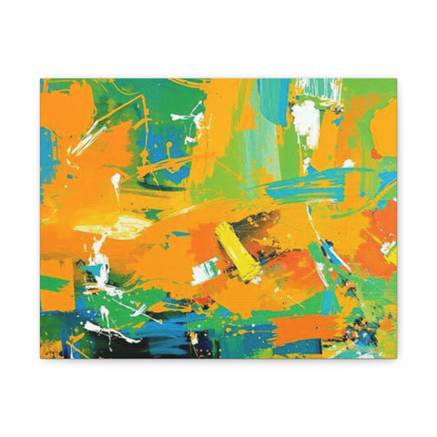 Abstract Orange & Green Canvas Art — Vibrant Modern Wall Decor