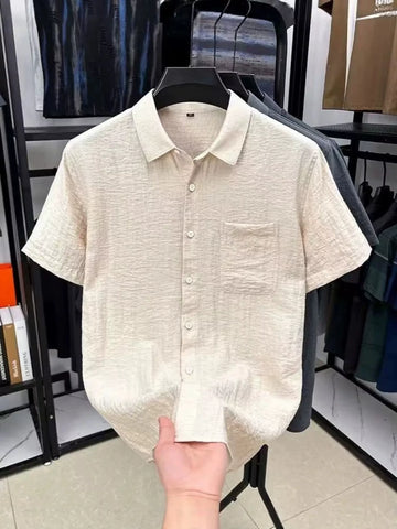 Men's Plus Size Lightweight Textured Short-Sleeve Shirt