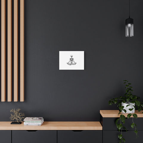 Yoga Skeleton Canvas Print — Meditating Skeleton Wall Art, Minimalist Gothic Home Decor