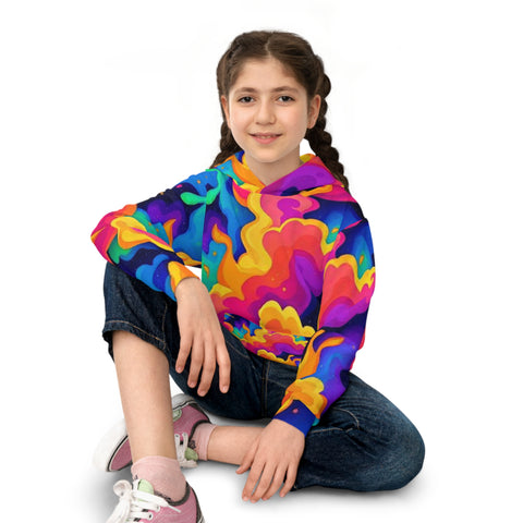 Kids' Psychedelic Cloud Hoodie – Colorful All-Over Print