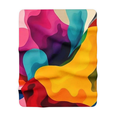 Abstract Rainbow Sherpa Blanket — Cozy Colorful Fleece Throw