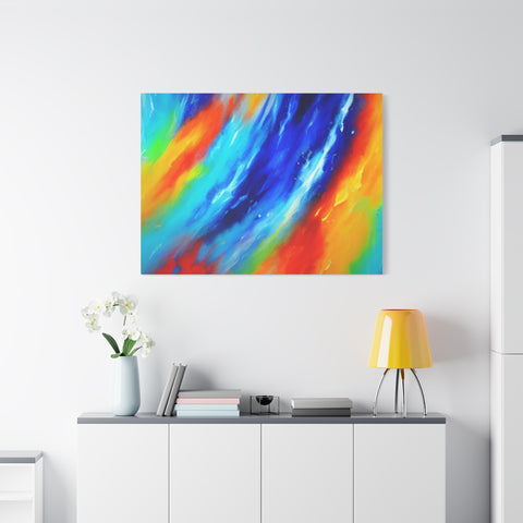 Abstract Rainbow Wave Matte Canvas Print — Vibrant Stretched Wall Art