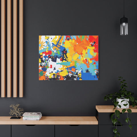 Abstract Splash Colorful Matte Canvas Wall Art – Vibrant Modern Stretched Print