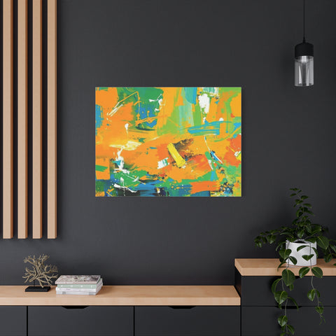 Abstract Orange & Green Canvas Art — Vibrant Modern Wall Decor
