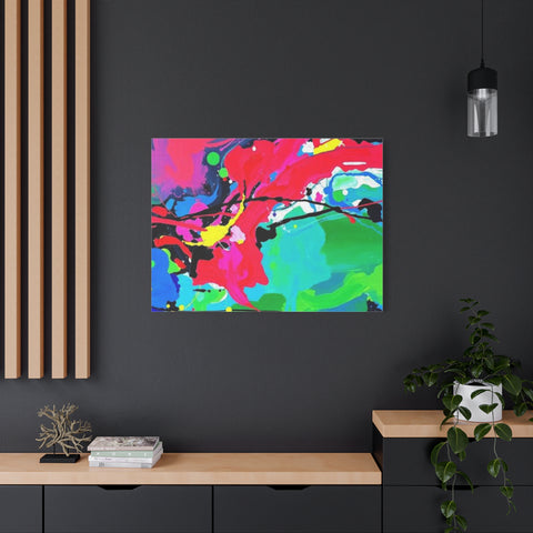 Abstract Neon Splash Matte Canvas Print — Vibrant Colorful Stretched Wall Art