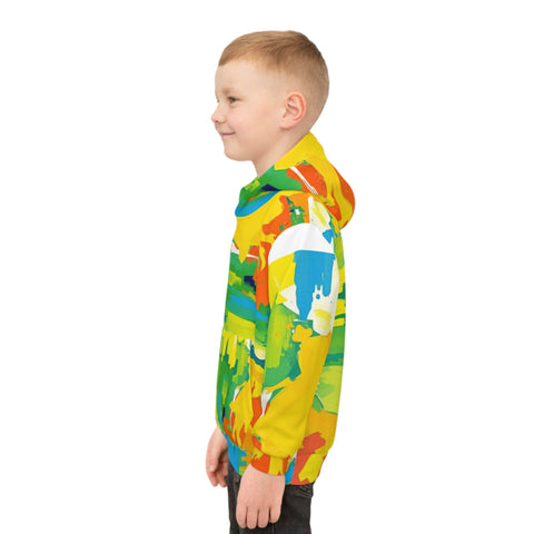 Kids Abstract Paint Splash Hoodie — Bright Colorful All-Over Print