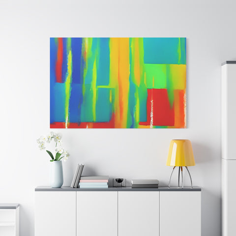 Abstract Rainbow Blocks Matte Canvas Print