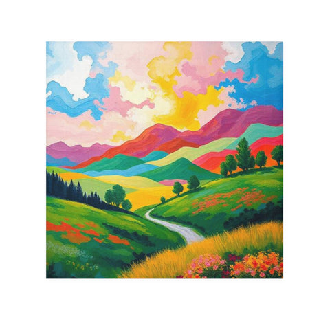 Face Towel — Colorful Sunrise Landscape Cotton Face Towel