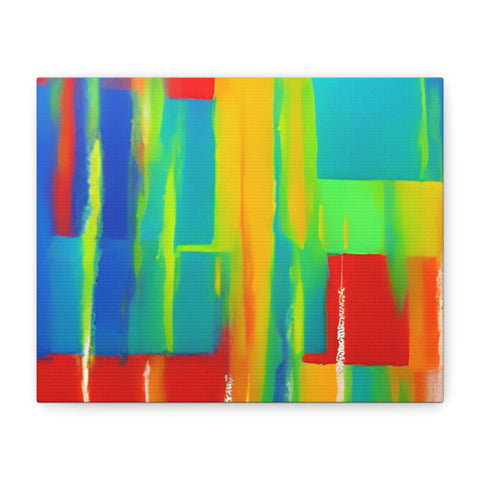 Abstract Rainbow Blocks Matte Canvas Print