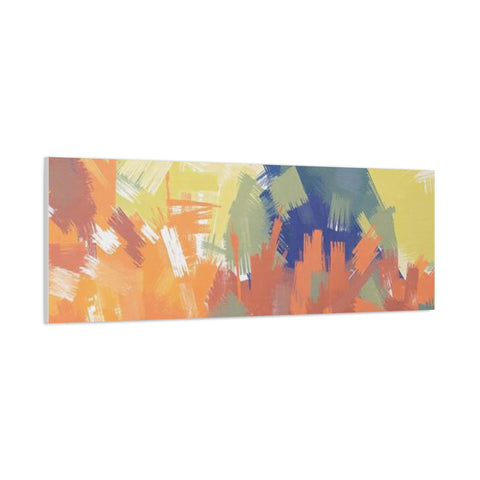 Abstract Colorful Brushstroke Matte Canvas Wall Art – Vibrant Orange & Green Stretched Print
