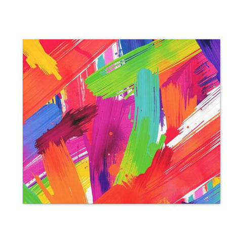 Abstract Rainbow Brushstrokes Matte Canvas Wall Art — Vibrant Stretched 1.25"
