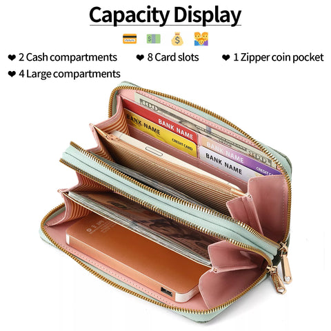 Embossed Floral Pattern Double Zipper Wallet