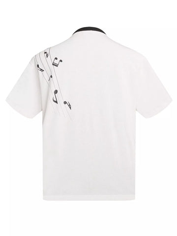 Men's Contrast Striped Music Print T-Shirt