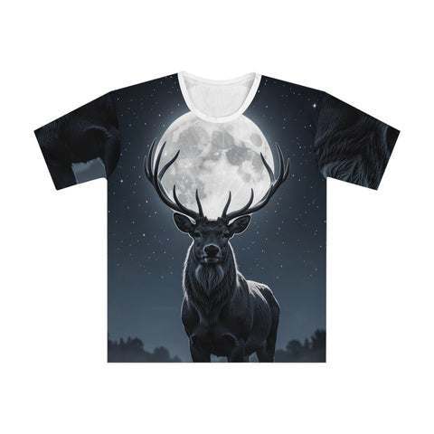 Stag Moon Graphic Tee — Men’s Loose All-Over Print T-Shirt