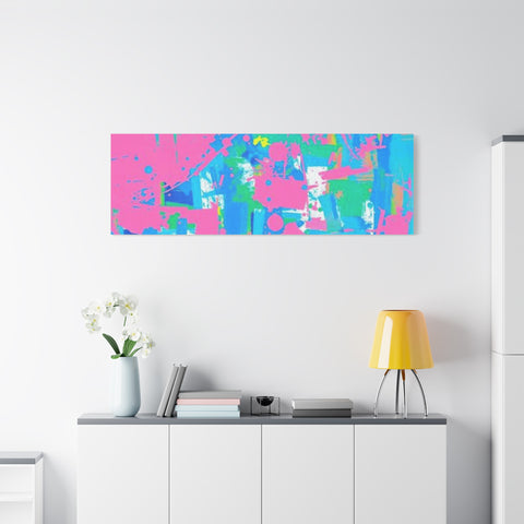 Neon Splash Abstract Canvas Print – Bright Pink & Aqua Modern Wall Art