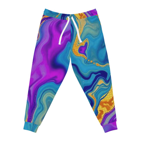 Colorful Marble AOP Joggers — Abstract Purple & Teal Athletic Pants