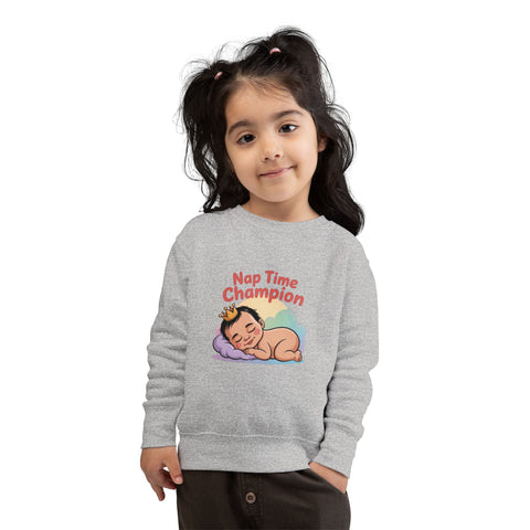 Nap Time Champion Toddler Sweatshirt — Cute Sleeping Baby Graphic