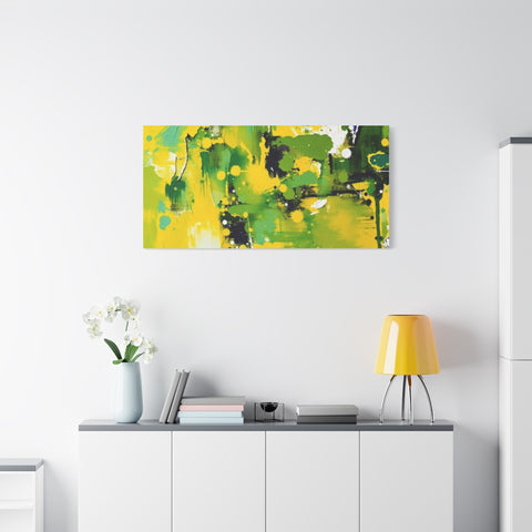 Abstract Green & Yellow Matte Canvas Print – Vibrant Modern Wall Art
