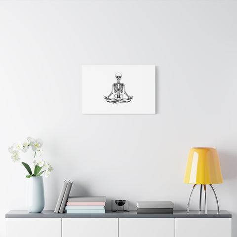 Yoga Skeleton Canvas Print — Meditating Skeleton Wall Art, Minimalist Gothic Home Decor