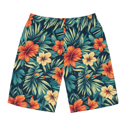Tropical Hibiscus Board Shorts — Men's Floral Swim Trunks
