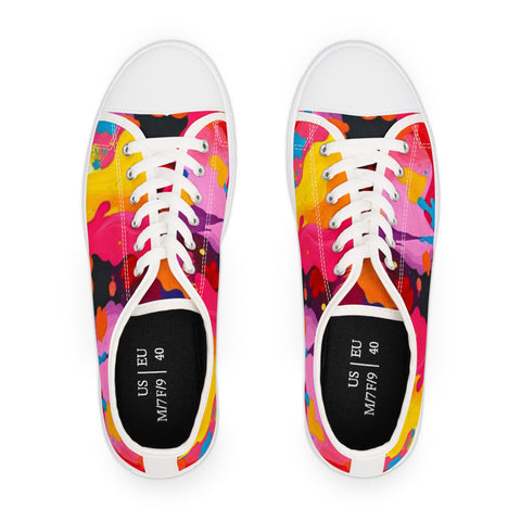 Colorful Abstract Paint Splash Women's Low Top Sneakers
