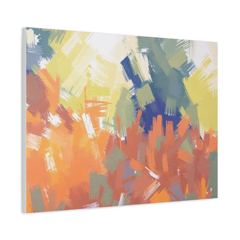 Abstract Colorful Brushstroke Matte Canvas Wall Art – Vibrant Orange & Green Stretched Print