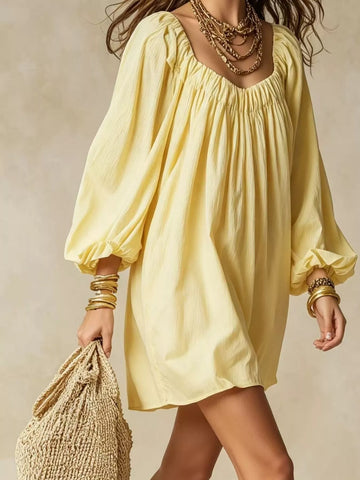 Flowy Balloon Sleeve Mini Dress