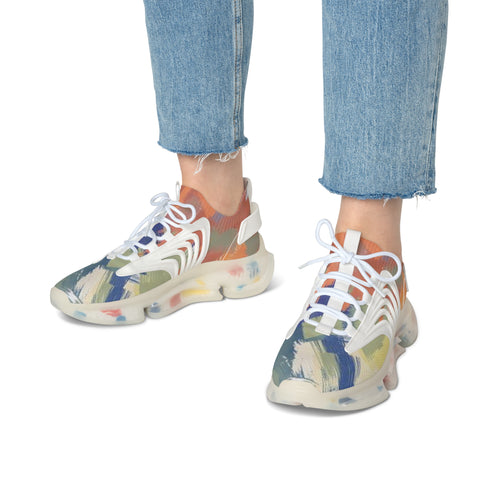 Mesh Sneakers — Colorful Abstract Athletic Shoes for Women