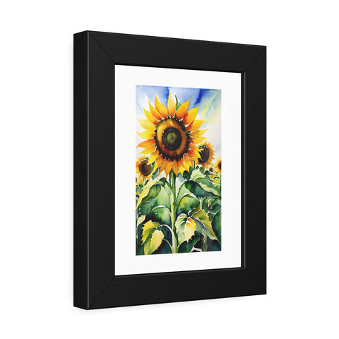 Sunflower Watercolor Framed Poster — Bright Botanical Wall Art