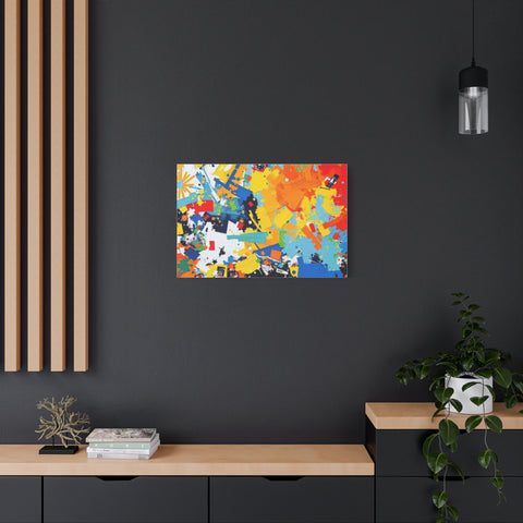 Abstract Splash Colorful Matte Canvas Wall Art – Vibrant Modern Stretched Print