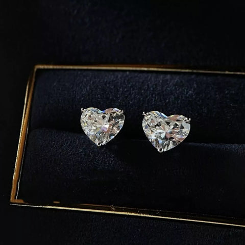 2 Carat 925 Sterling Silver Moissanite Heart Earrings