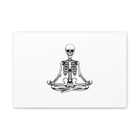 Yoga Skeleton Canvas Print — Meditating Skeleton Wall Art, Minimalist Gothic Home Decor