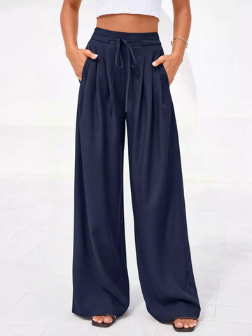 Full Size High-Waisted Wide-Leg Pleated Pants Plus Size